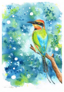 Rainbow Bee-eater Artwork - Ink and Watercolour Original Painting