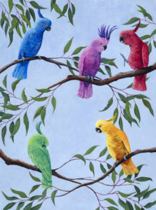 Original Artwork "Cockatoo Carnival" from the Rainbow Birds Collection