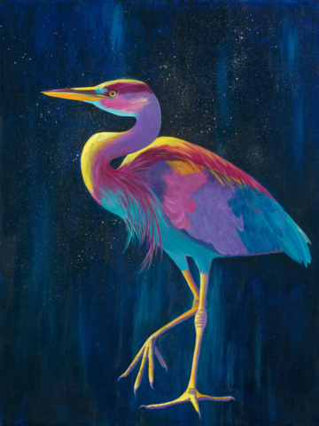Spirit Heron Original Artwork by Rebecca Phillips, Acrylic Bird Painting
