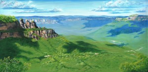 Panorama Landscape painting of the beautiful Blue Mountains